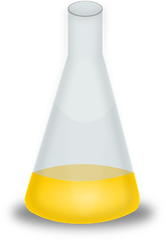 A Glass Beaker With Yellow Liquid