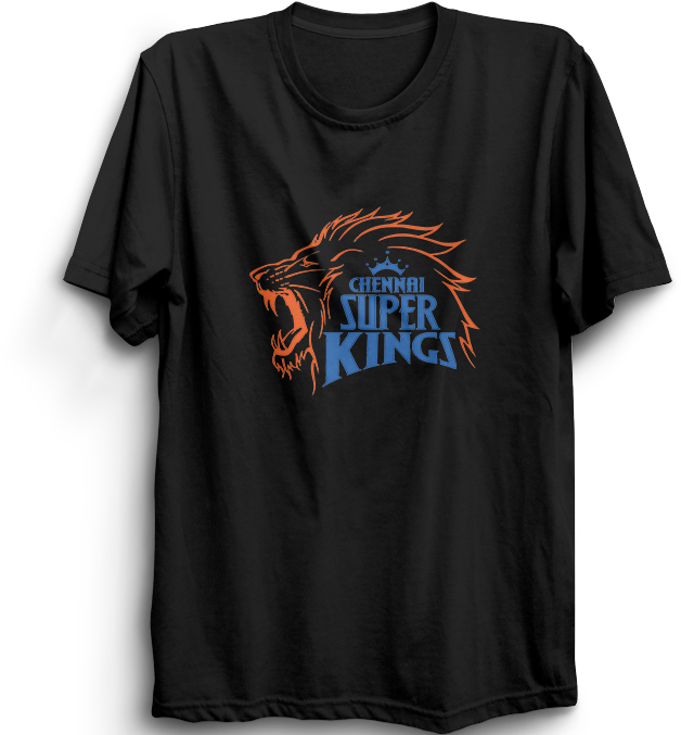 A Black T-shirt With A Lion Head And Blue Text