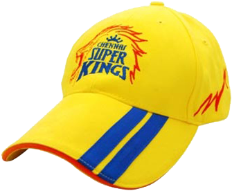 A Yellow Hat With Blue Stripes