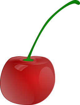 A Red Cherry With A Green Stem