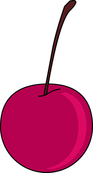 A Pink Cherry With A Stick