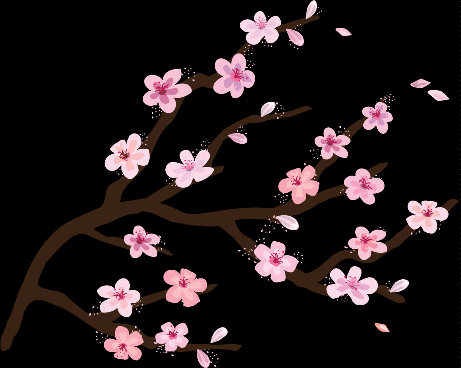 A Tree Branch With Pink Flowers