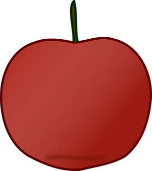 A Red Apple With Green Stem