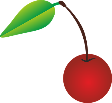 A Red Fruit With A Green Leaf