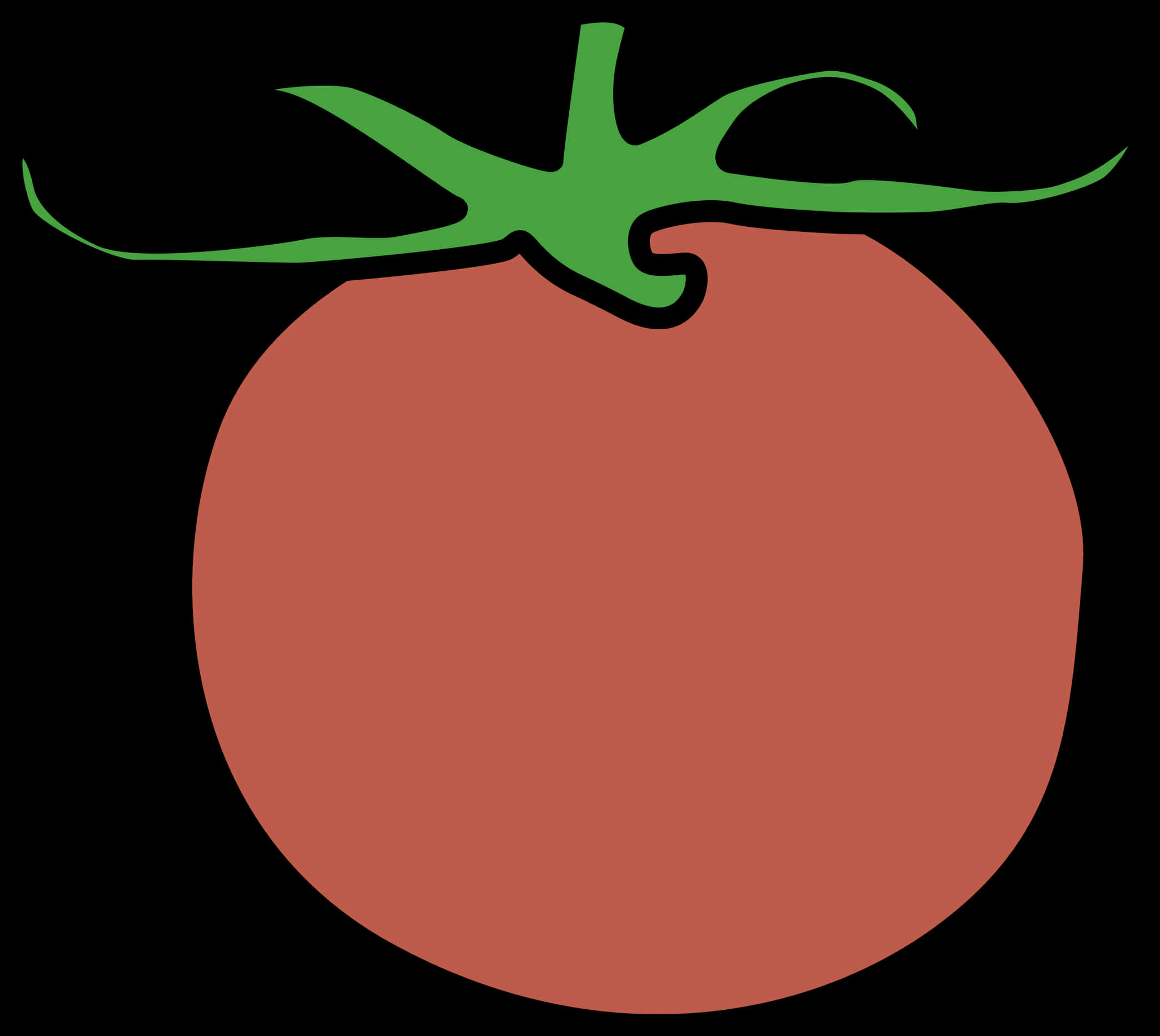 A Tomato With A Green Stem