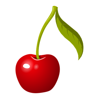 A Red Cherry With A Green Stem