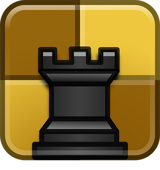 A Black Chess Piece On A Yellow Square