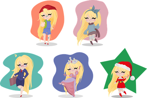A Group Of Cartoon Girls