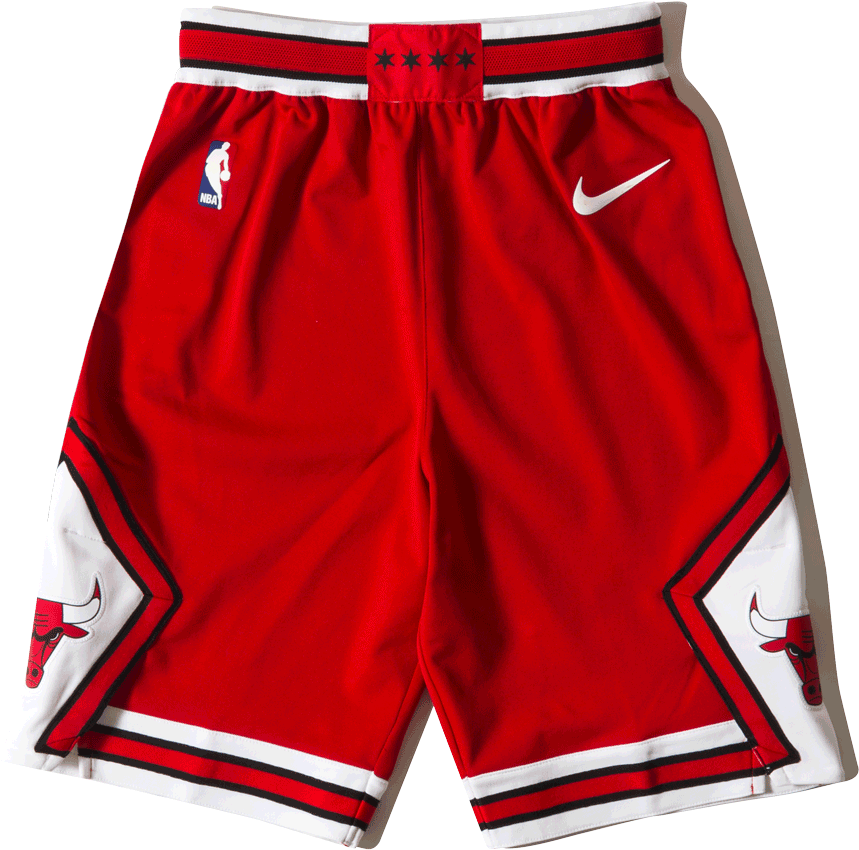 A Red Shorts With A White Logo