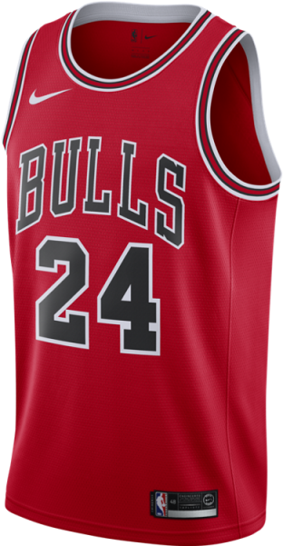 A Red Basketball Jersey With Black Letters And Numbers