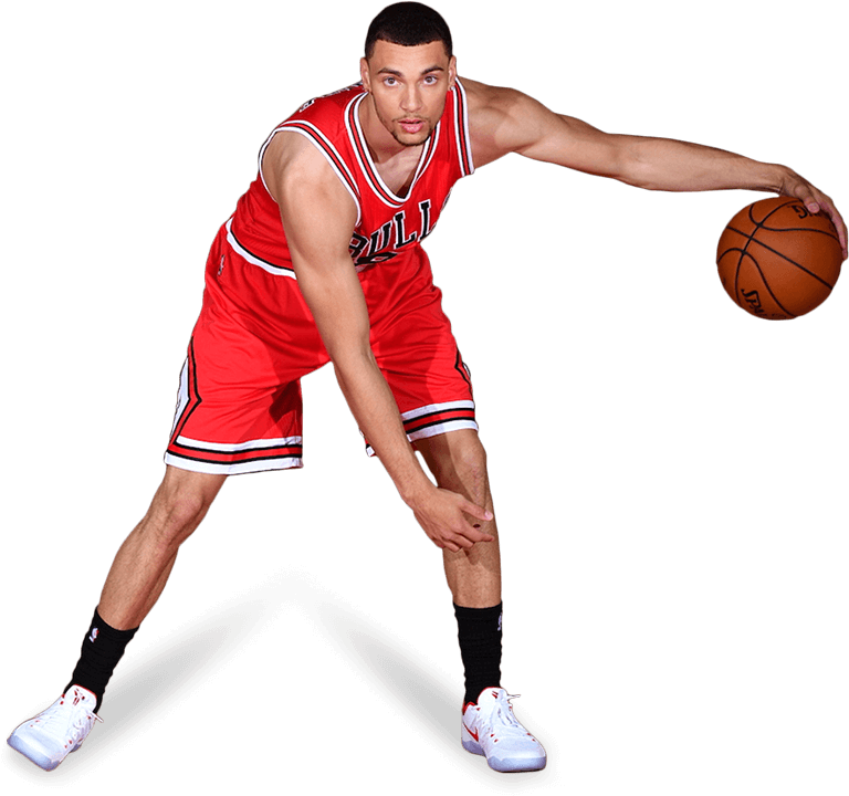 A Basketball Player In Red Uniform With A Ball