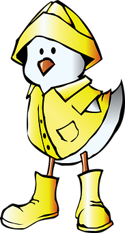 A Cartoon Of A Chicken Wearing A Yellow Coat