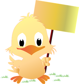 A Cartoon Of A Duck Holding A Sign