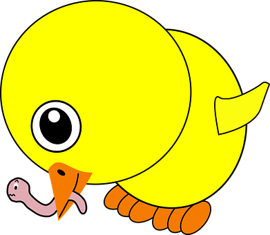 A Cartoon Bird With A Worm