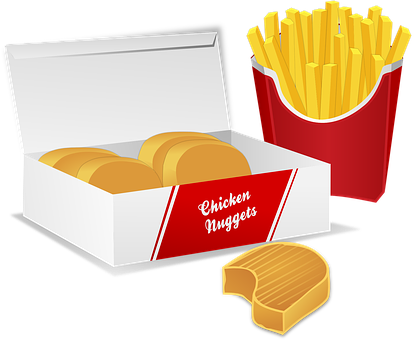 A Box Of Chicken Nuggets And French Fries