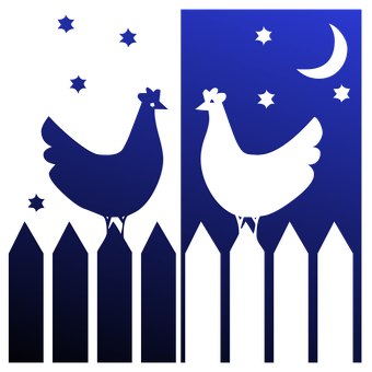 A Silhouettes Of Chickens On A Fence