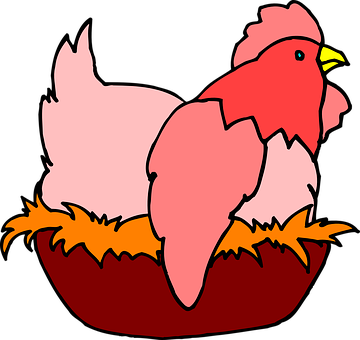 A Cartoon Of A Chicken In A Nest