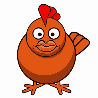 A Cartoon Chicken With A Red Tail