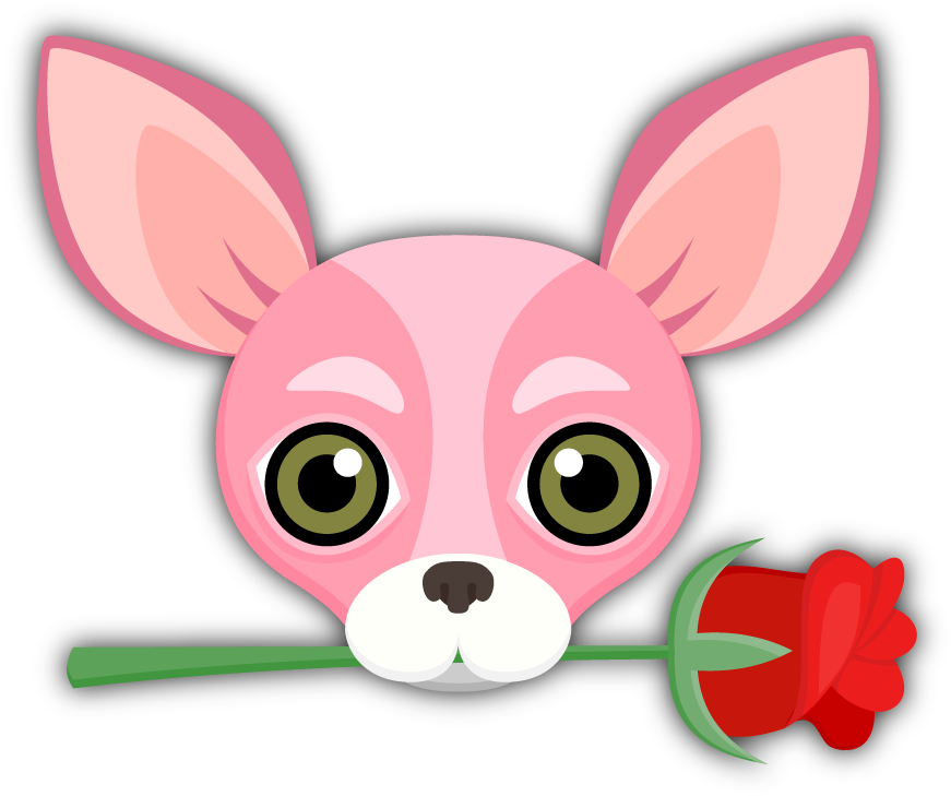 A Cartoon Dog Holding A Rose