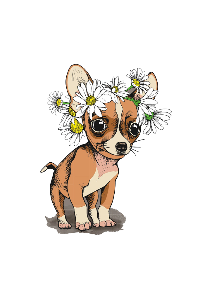 A Dog With Flowers On Its Head