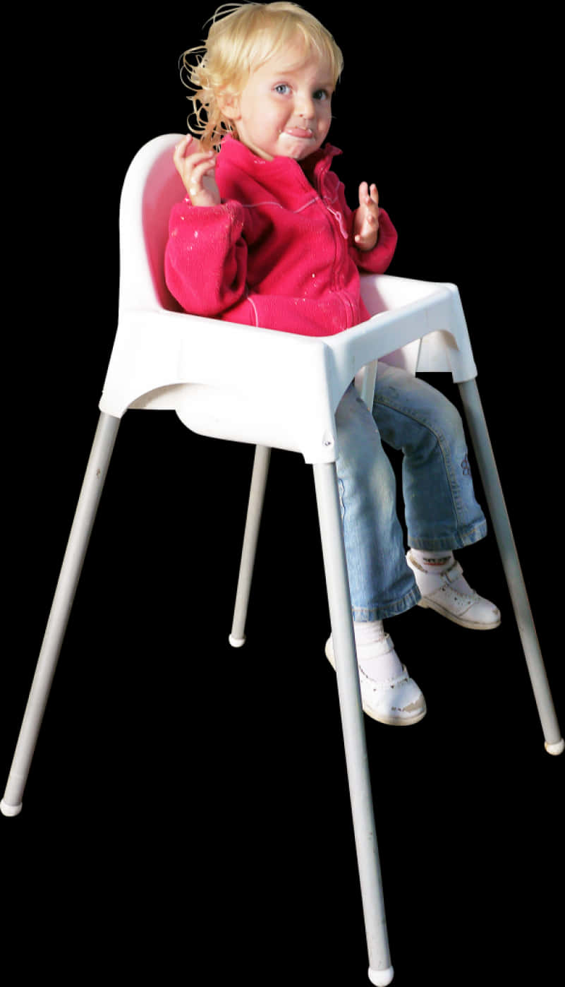 A Child Sitting In A Highchair