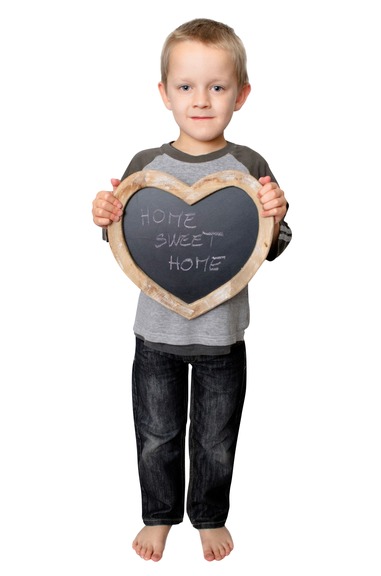 A Boy Holding A Heart Shaped Chalkboard