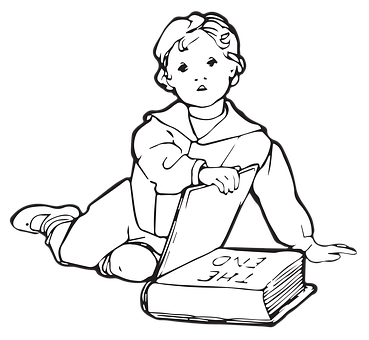 A Child Sitting On The Floor With A Book