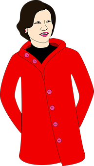 A Cartoon Of A Woman In A Red Coat