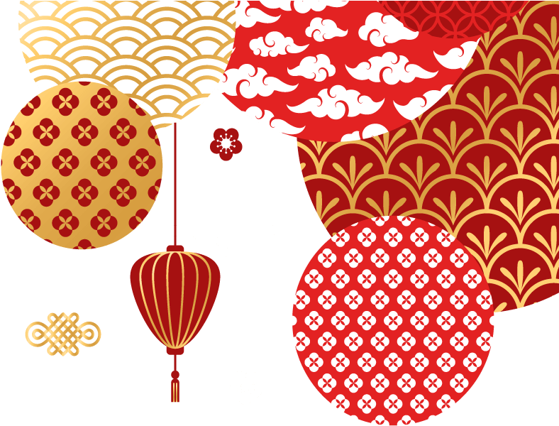 A Red And Gold Patterned Circles
