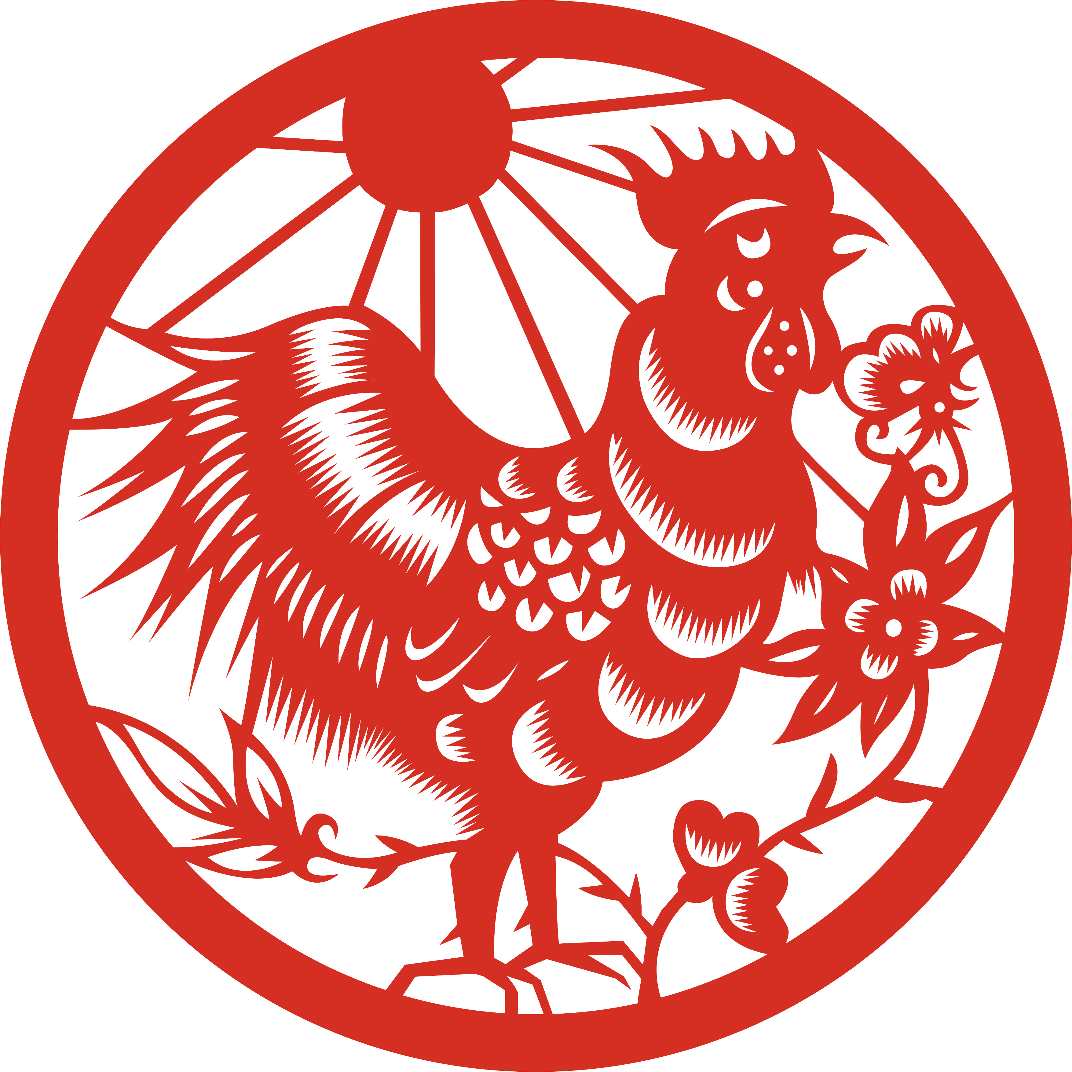A Red Paper Cut Of A Rooster