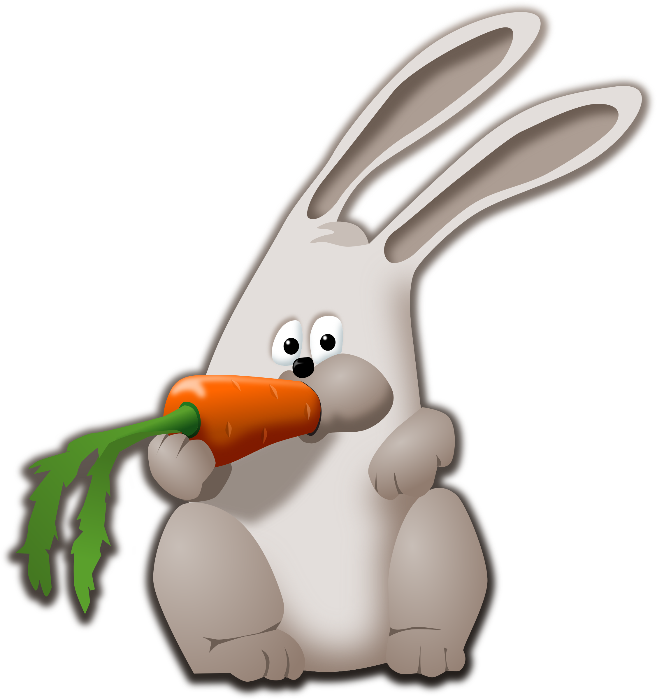 A Cartoon Rabbit Eating A Carrot