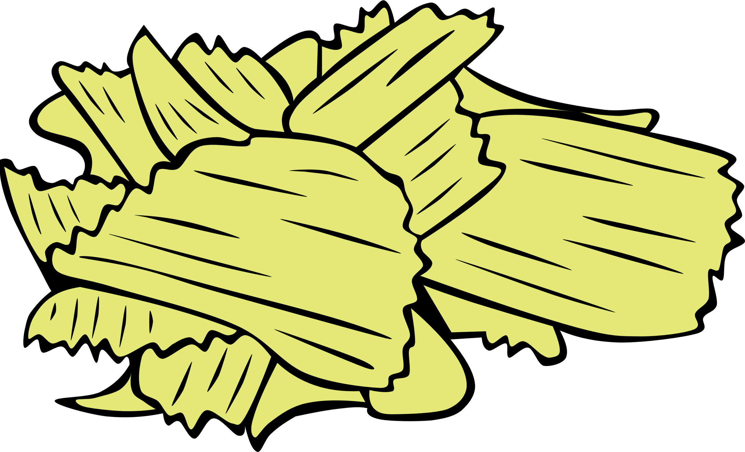 A Yellow And Black Drawing Of A Pile Of Shredded Food