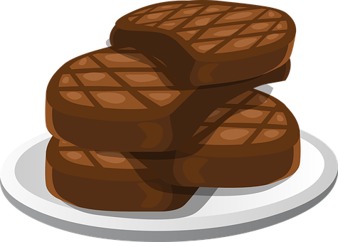A Stack Of Brown Meat On A White Plate