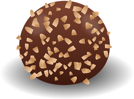 A Chocolate Covered Doughnut With Crumbs