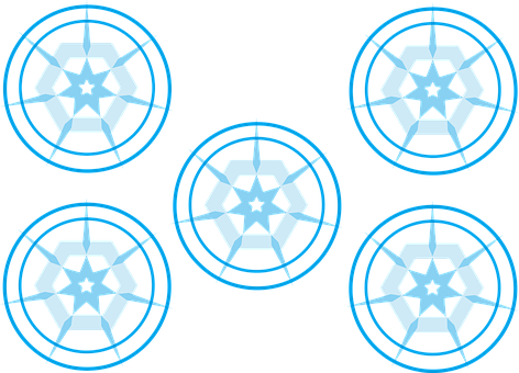 A Group Of Blue And White Circular Designs