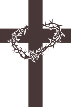 A Black Cross With A Crown Of Thorns On It