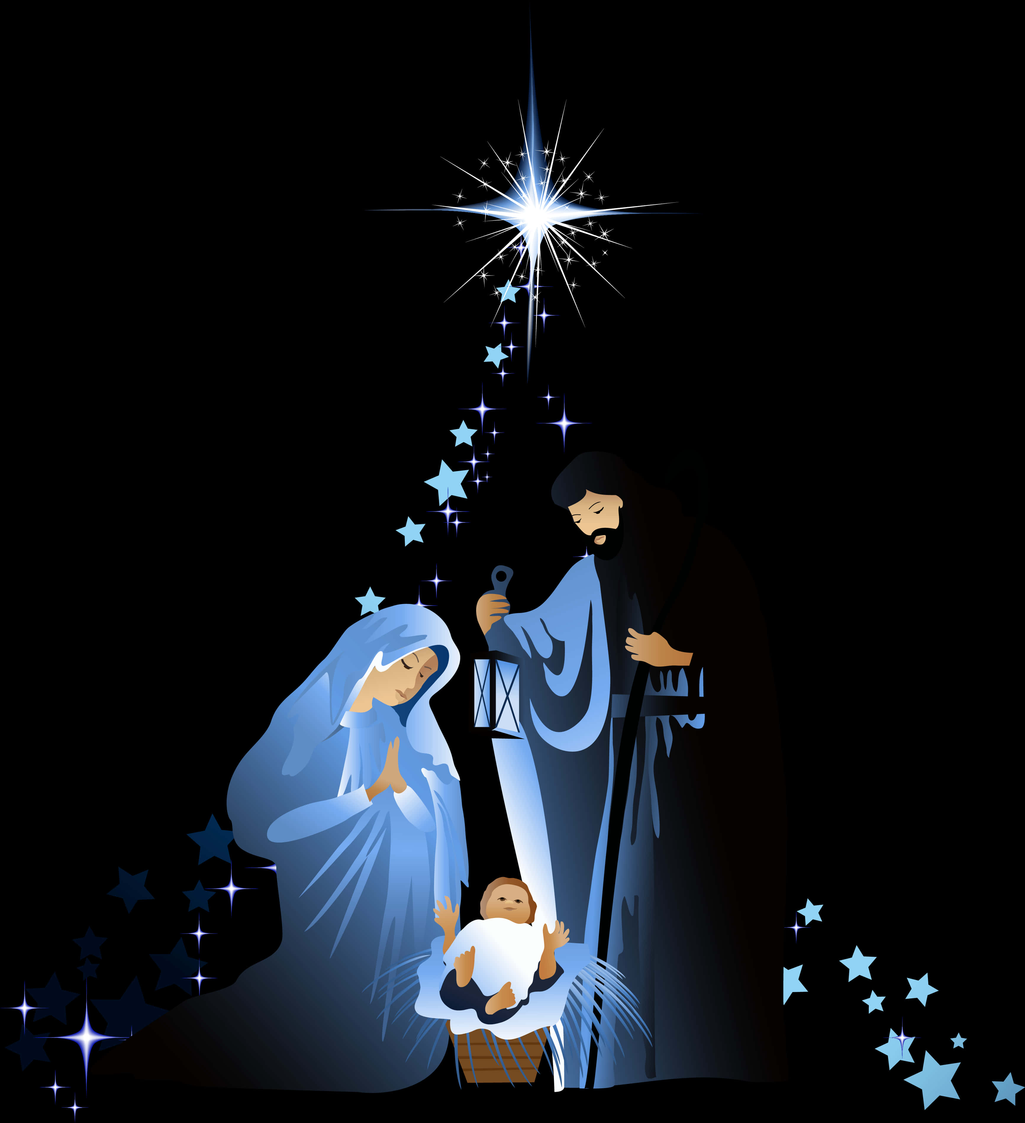 A Nativity Scene With A Star Above It