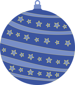 A Blue And Yellow Striped Ball With Stars