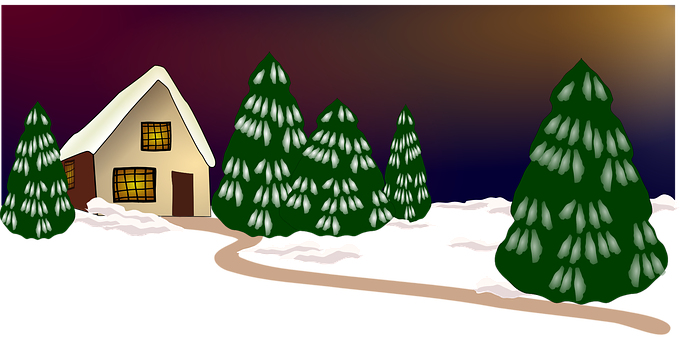 A House And Trees In The Snow