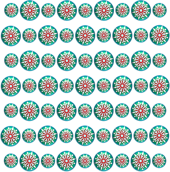 A Pattern Of Circles With White And Red Flowers