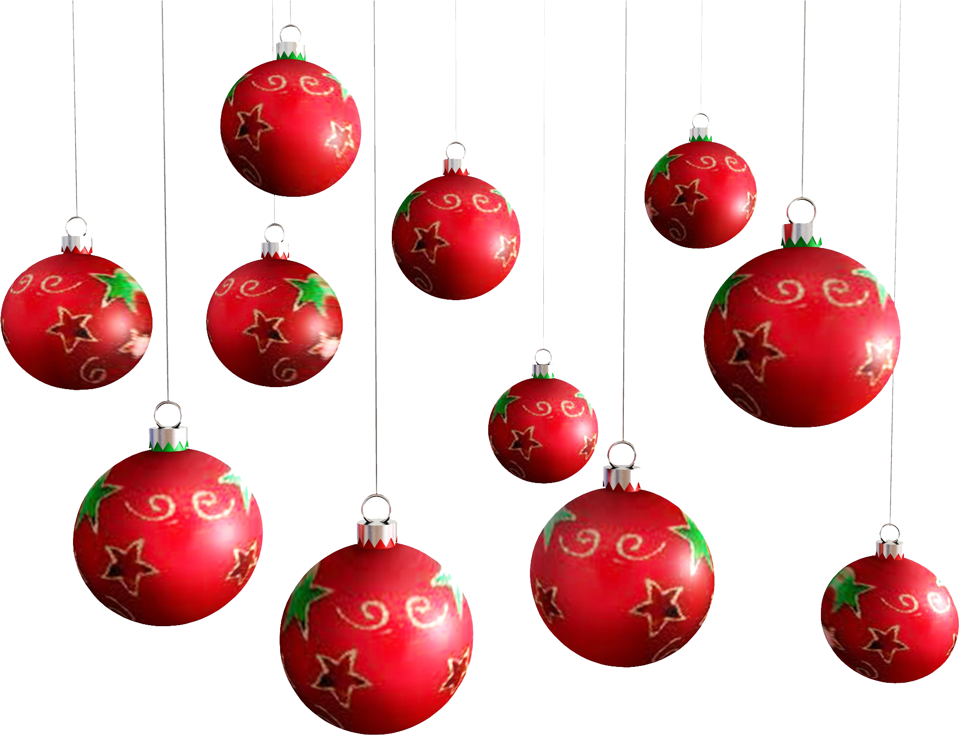 A Group Of Red Ornaments