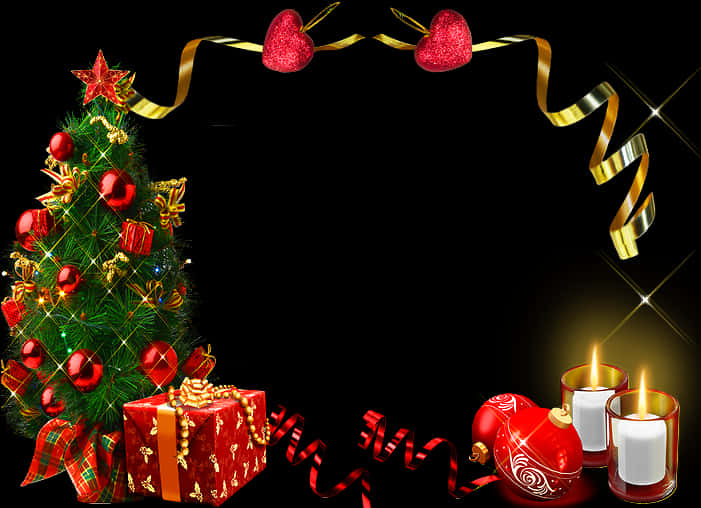 Christmas Border Tree Gifts And Candles