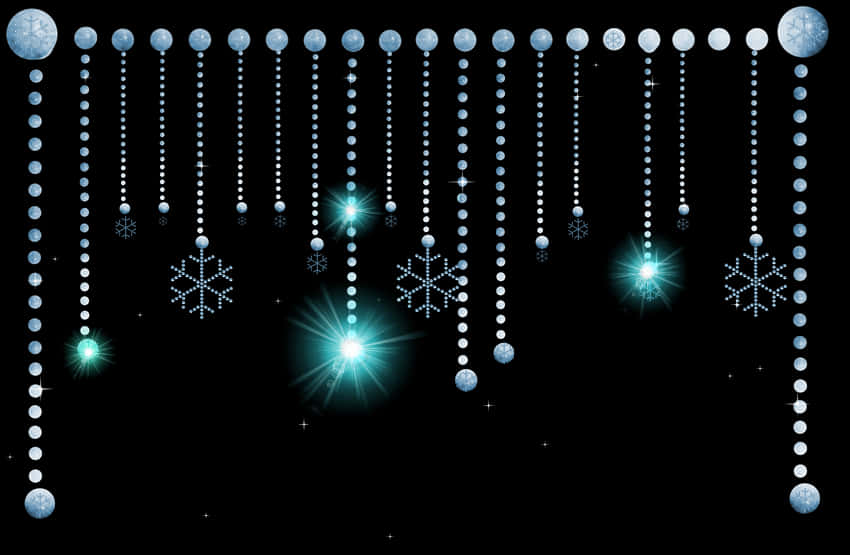A String Of Lights And Snowflakes