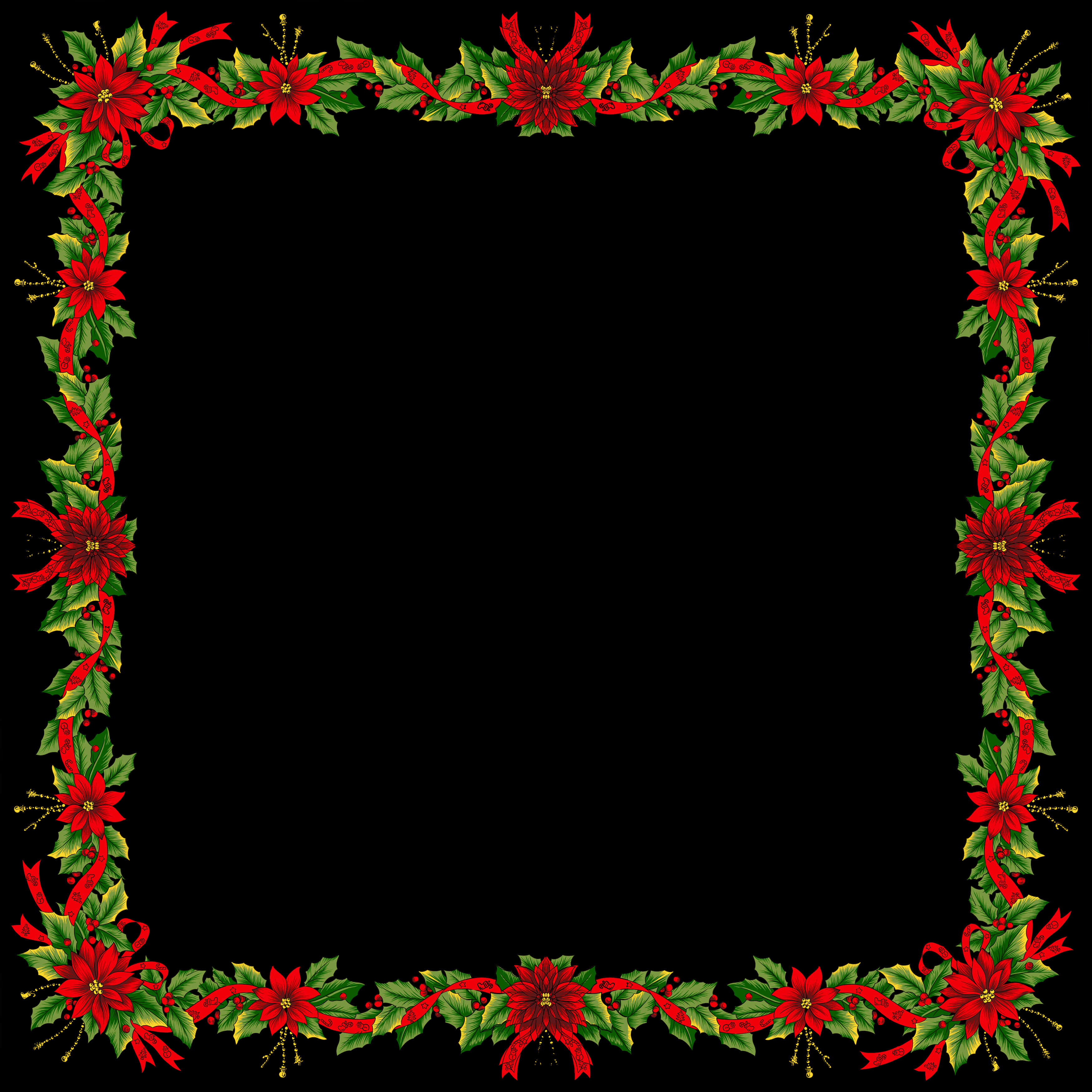 A Square Frame Of Red And Green Flowers
