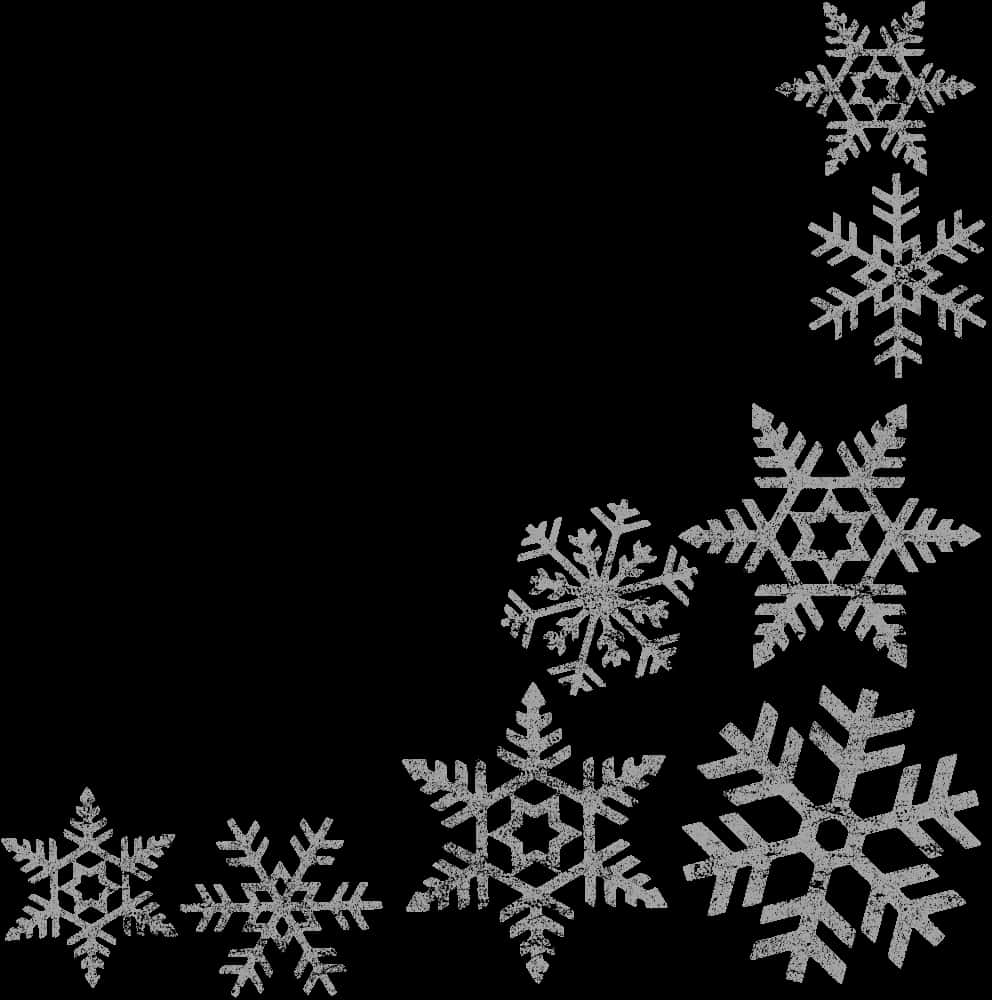 A Group Of Snowflakes On A Black Background