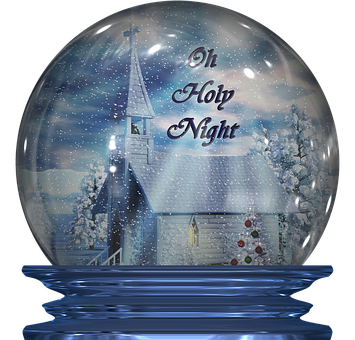 A Snow Globe With A Church And Trees