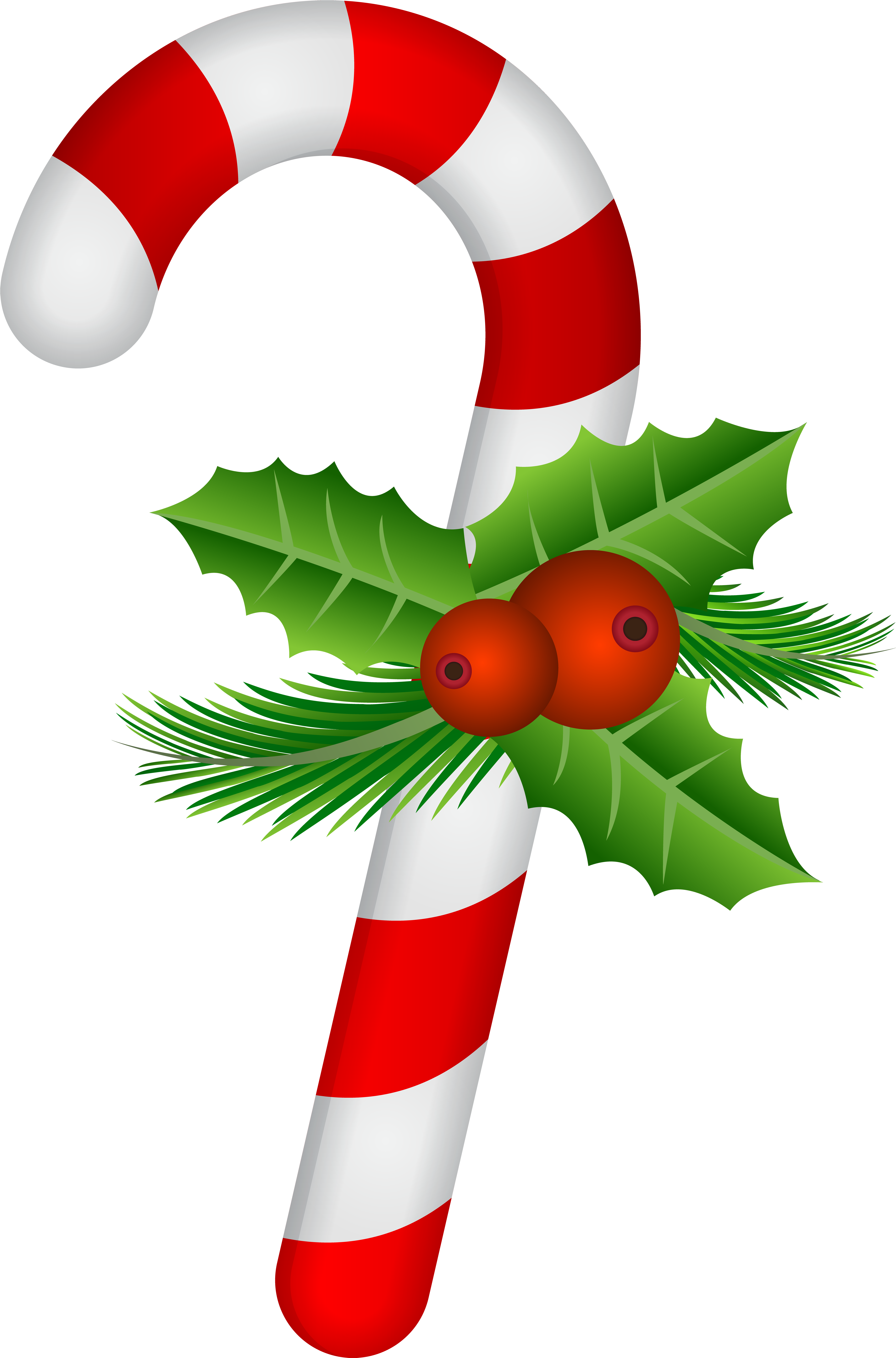 A Candy Cane With Berries On Top