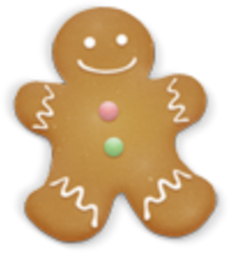 A Gingerbread Man With White Icing And Colored Dots
