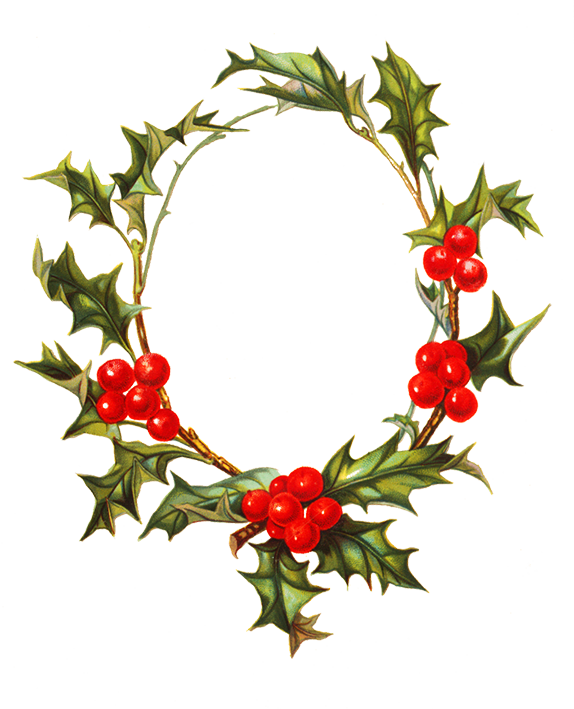 A Wreath Of Holly Leaves And Berries