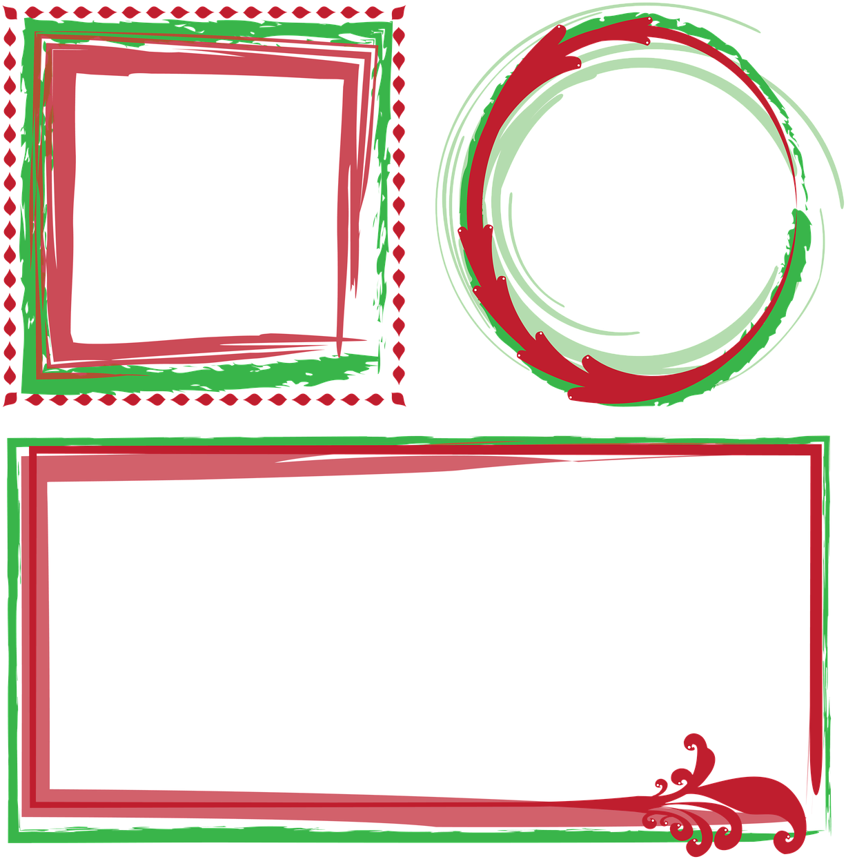 A Set Of Frames With Green And Red Borders